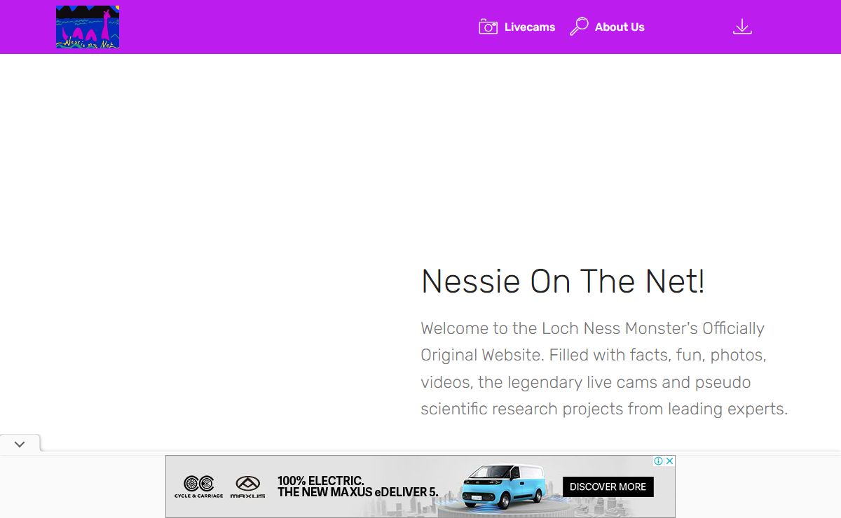 Nessie on the Net! The Official and Ultimate Nessie Loch Ness Monster Web Site and Live Cams - Highlands, Scotland.