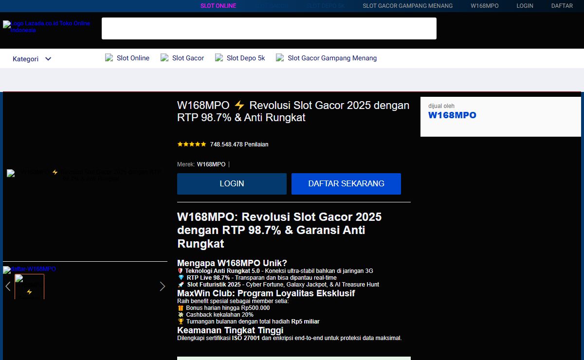 W168MPO ⚡ Revolusi Slot Gacor 2025 dengan RTP 98.7% & Anti Rungkat