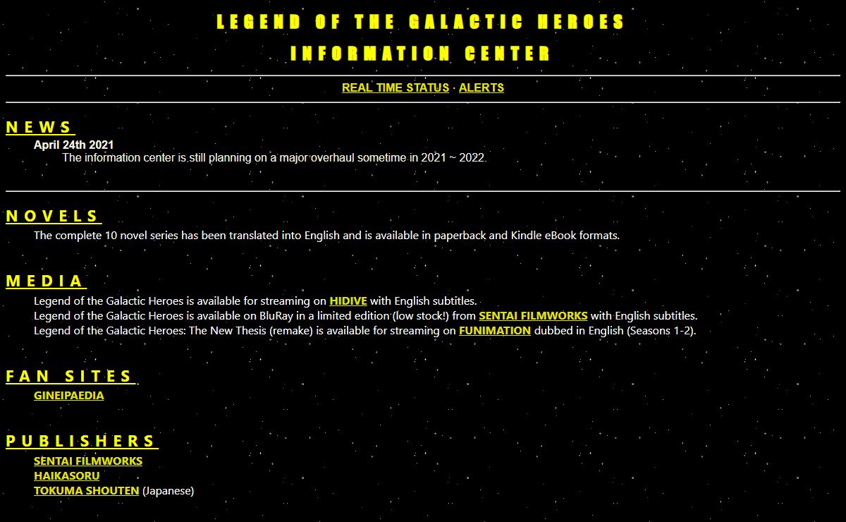 Legend of the Galactic Heroes InfoCenter