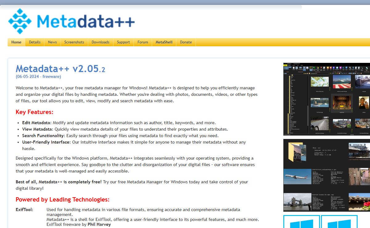 Homepage of Metadata++