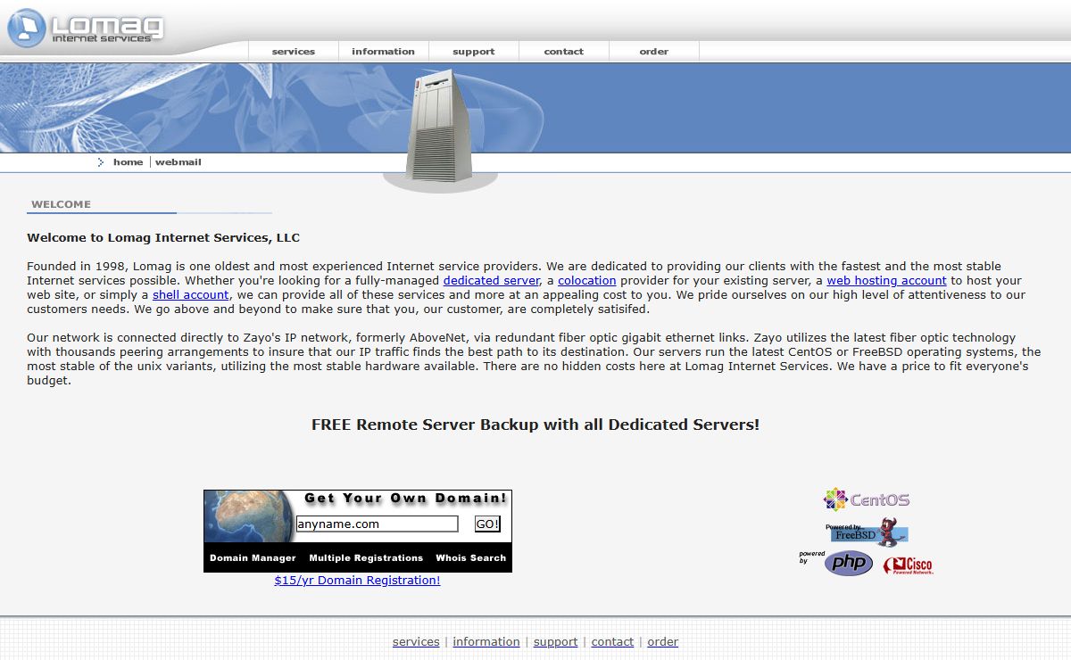 Lomag Internet Services, LLC - Dedicated Servers, Web Hosting, Shell Accounts, Colocation