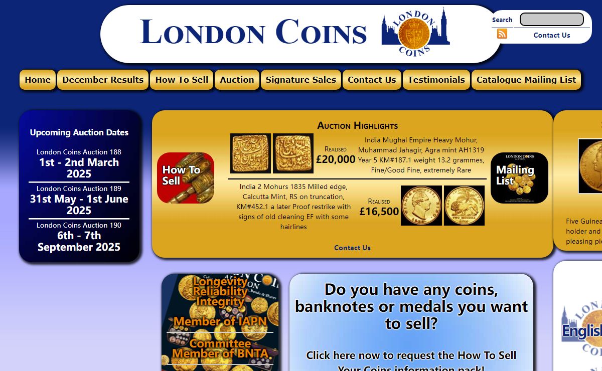 Buy and sell coins, banknotes, medals and bonds at auction. Investments and free valuations