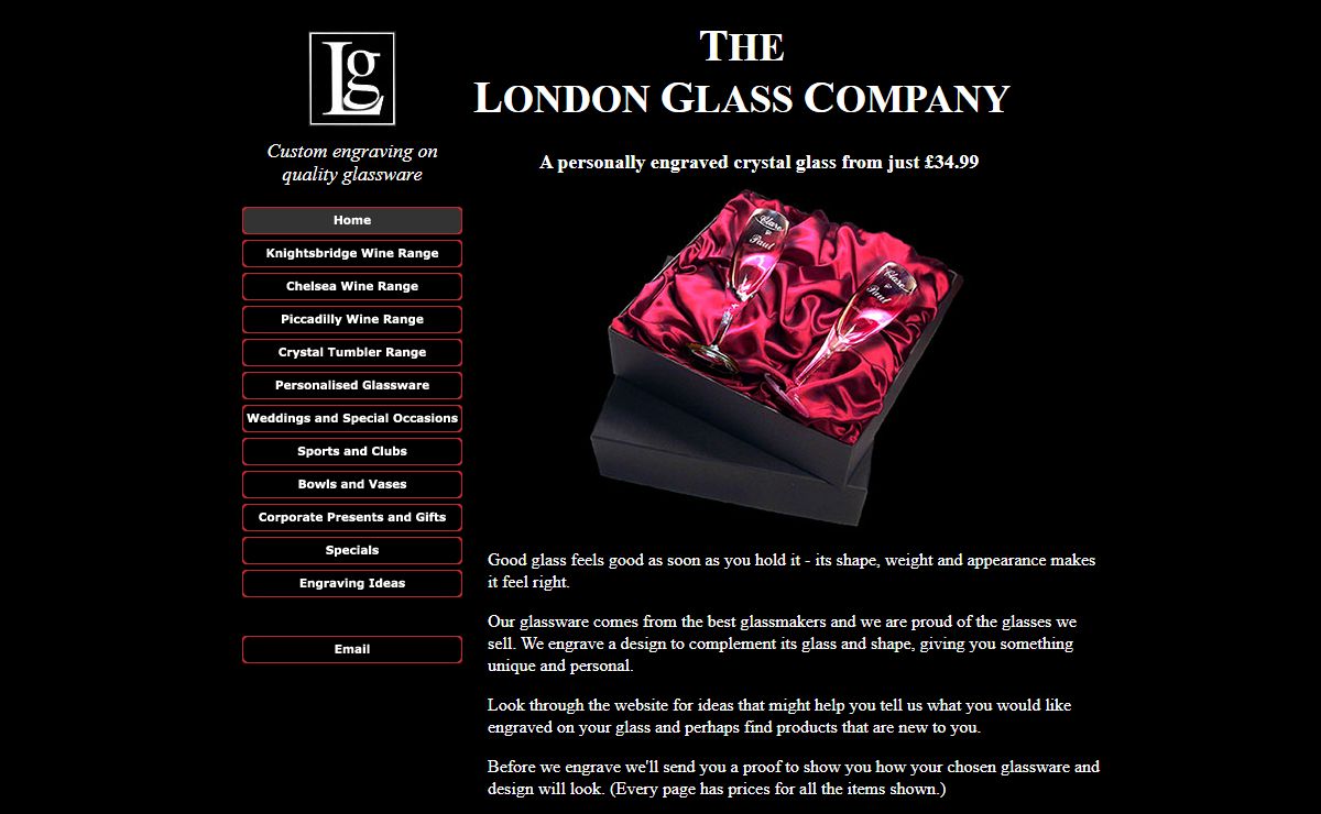 The London Glass Company, custom engraving on quality glassware