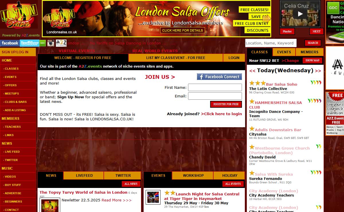London Salsa - Club / Class Details - Salsa clubs, Salsa classes, Salsa dance classes, Salsa dance lessons
