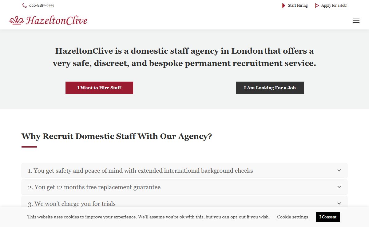 Domestic Staff Agency in London | HazeltonClive