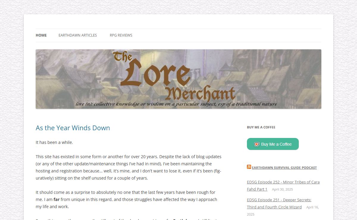 The Lore Merchant | lore (n): collective knowledge or wisdom on a particular subject, esp of a traditional nature