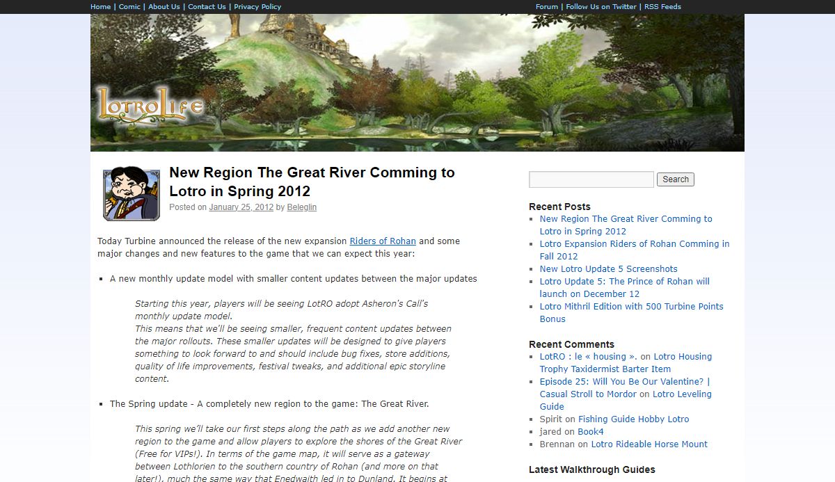 LOTRO Life - The Lord of the Rings Online MMORPG Fansite with News, Guides, Quests, Web Comic, Community, Information