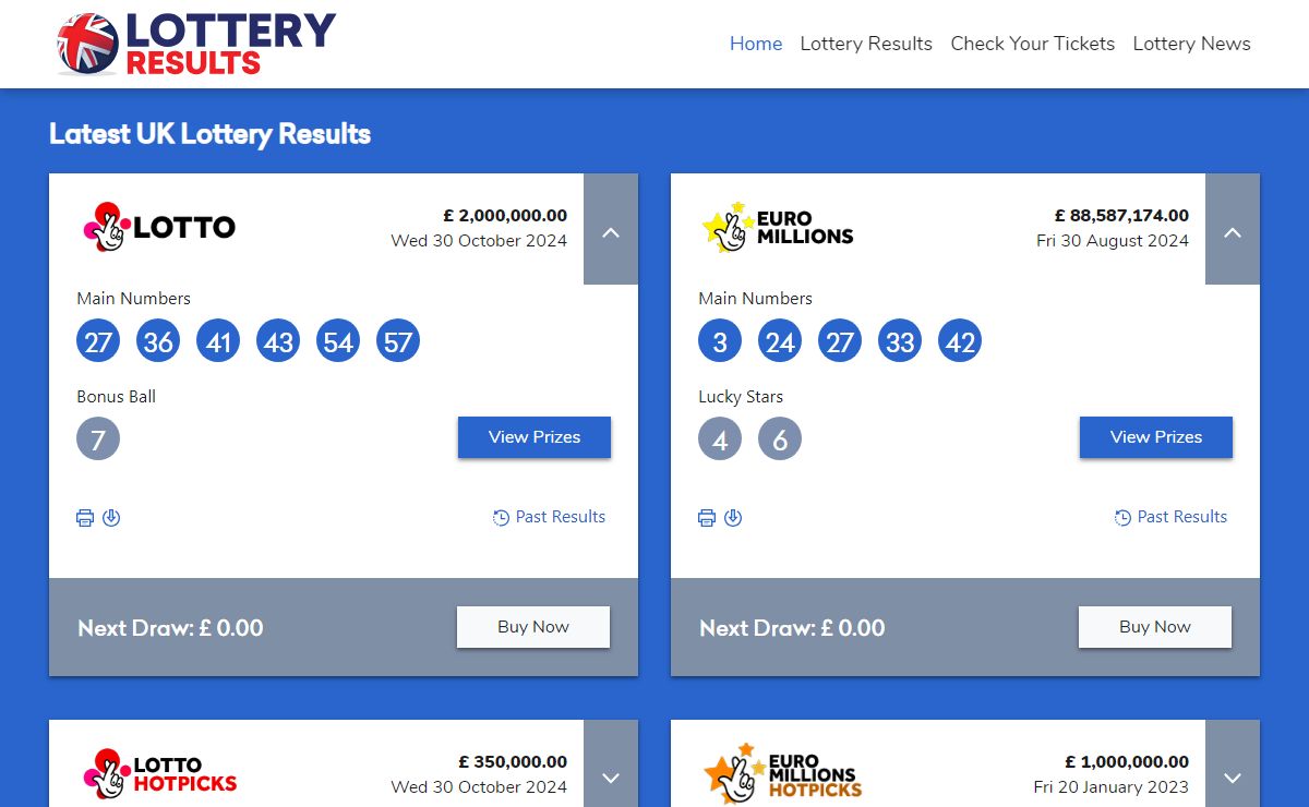 Latest UK Lottery Results | Home