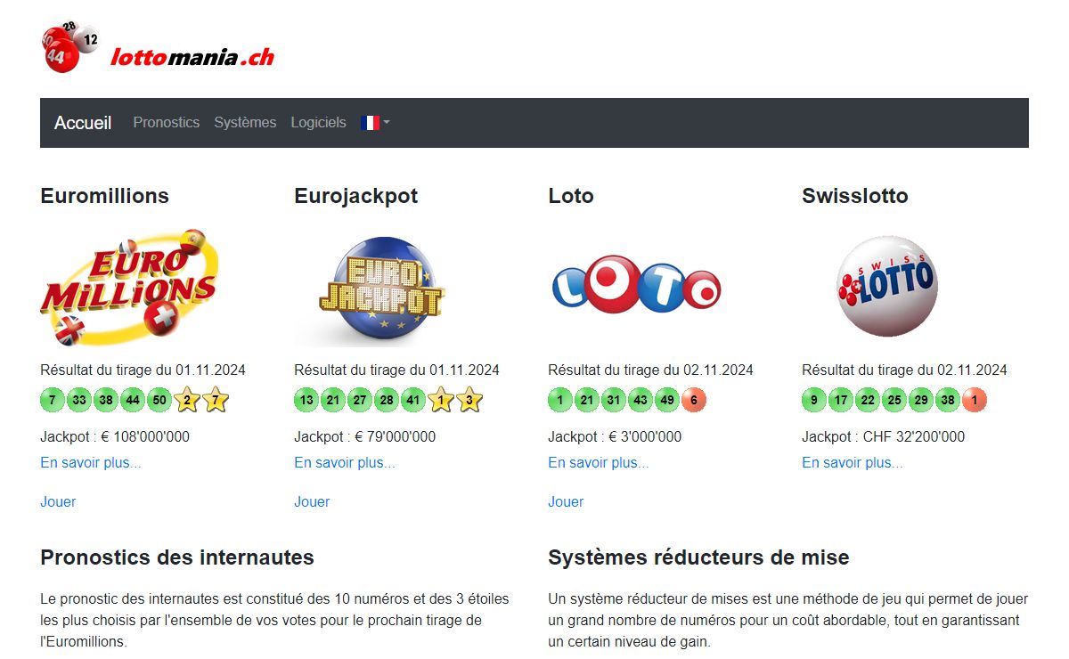 Résultats de l'Euromillions, de l'Eurojackpot, du Loto et du Swisslotto
