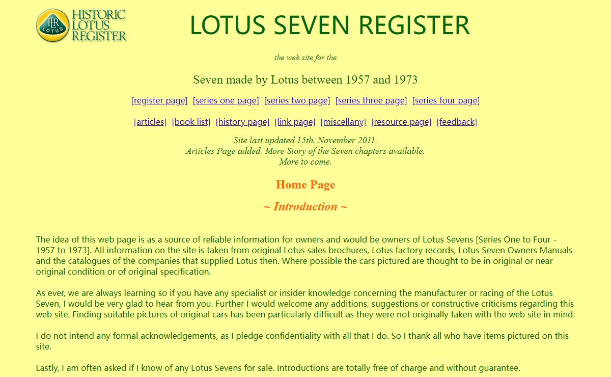 Lotus Seven Register - Home Page