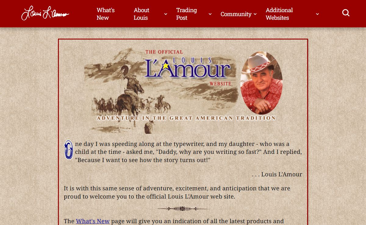 America's Storyteller - The Louis L'Amour Trading Post, Books, Short Stories, Audiobooks on CD and MP3, Western, Cowboy, Sackett Louis L'Amour | Official Website