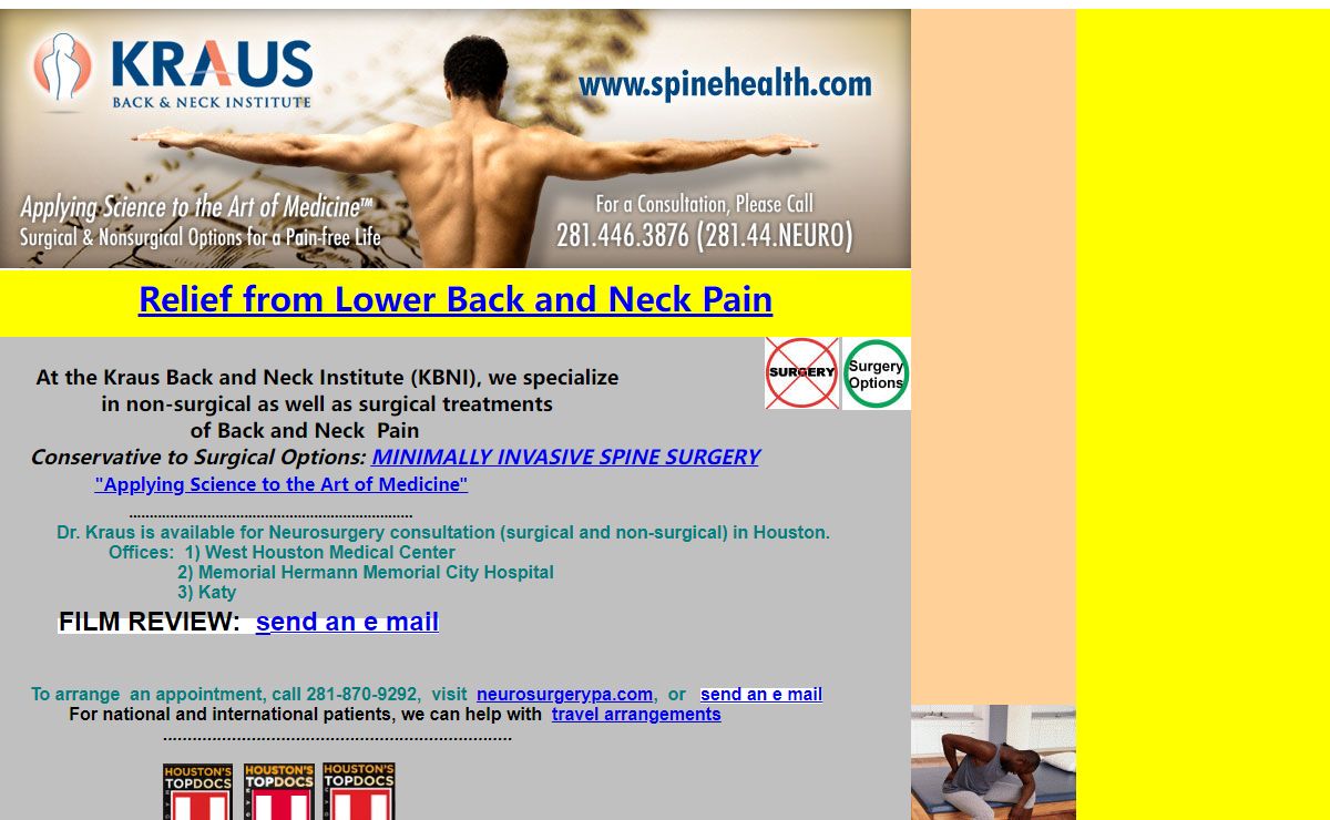 low back pain, back pain, leg pain, neurosurgeon, best doctors america, houston, spine surgeon