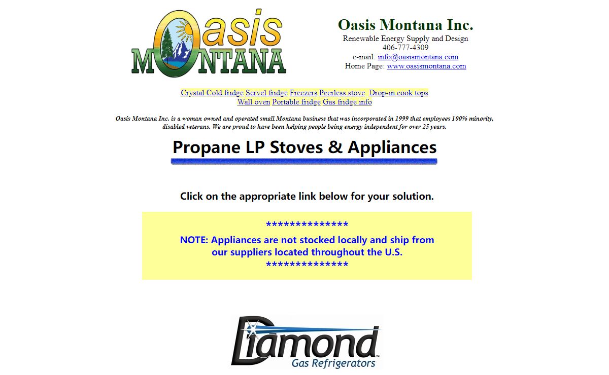A complete source for LP propane and natural gas appliances, stoves, refrigerators and freezers..