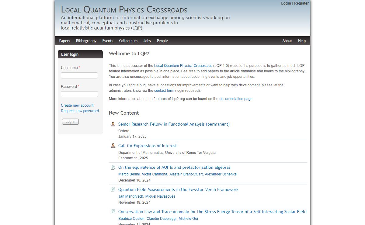 Welcome to LQP2 | Local Quantum Physics Crossroads