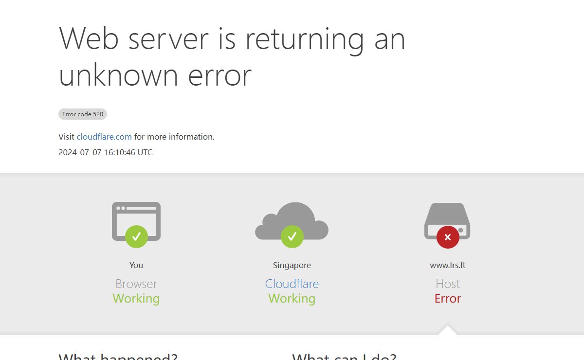 www.lrs.lt | 520: Web server is returning an unknown error