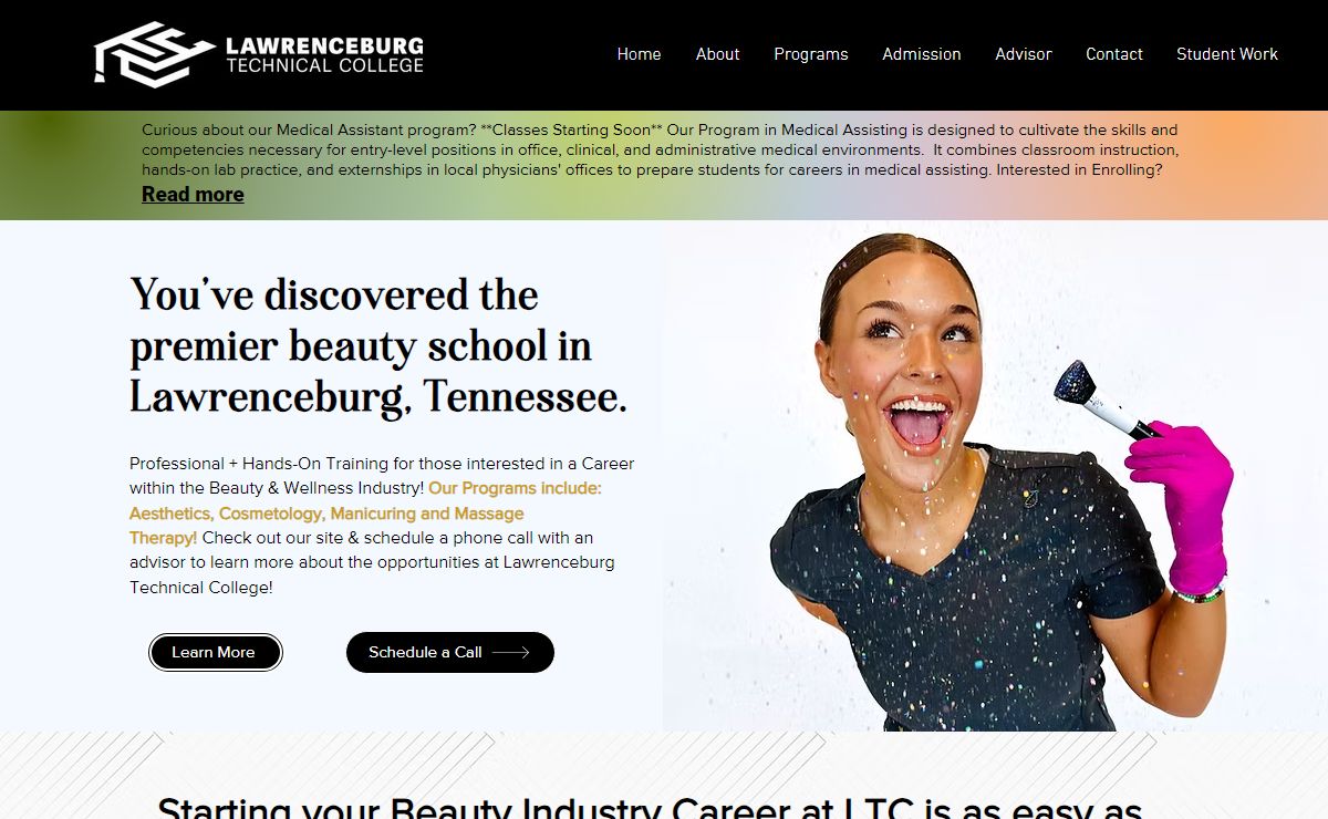 Professional Training at the Premier Beauty School in Lawrenceburg, Tennessee. Lawrenceburg Technical College!