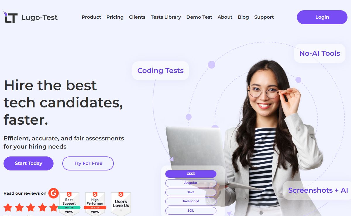 LuGo-Test - Coding Interview Platform - Test your candidate's coding and technical skills in more than 300 different technologies