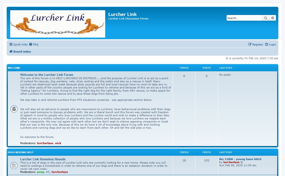 Lurcher Link - Index page
