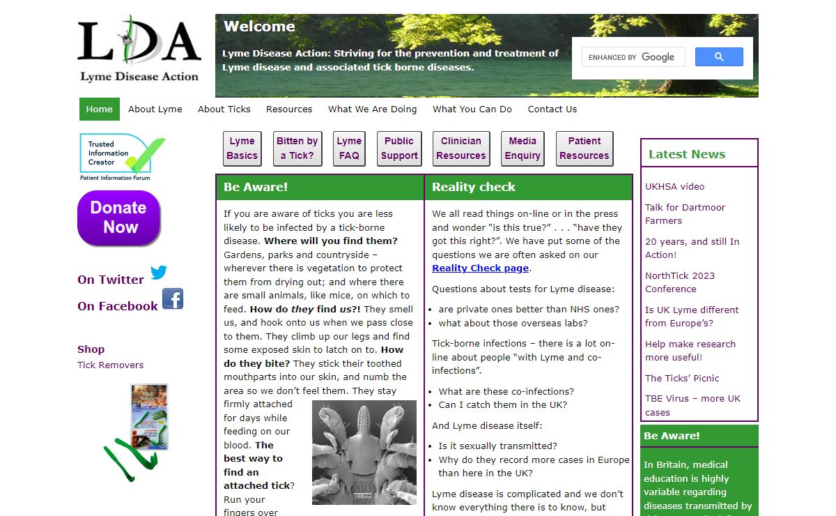 Lyme Disease Action — Lyme Disease Action: Striving for the prevention and treatment of Lyme disease and associated tick borne diseases.