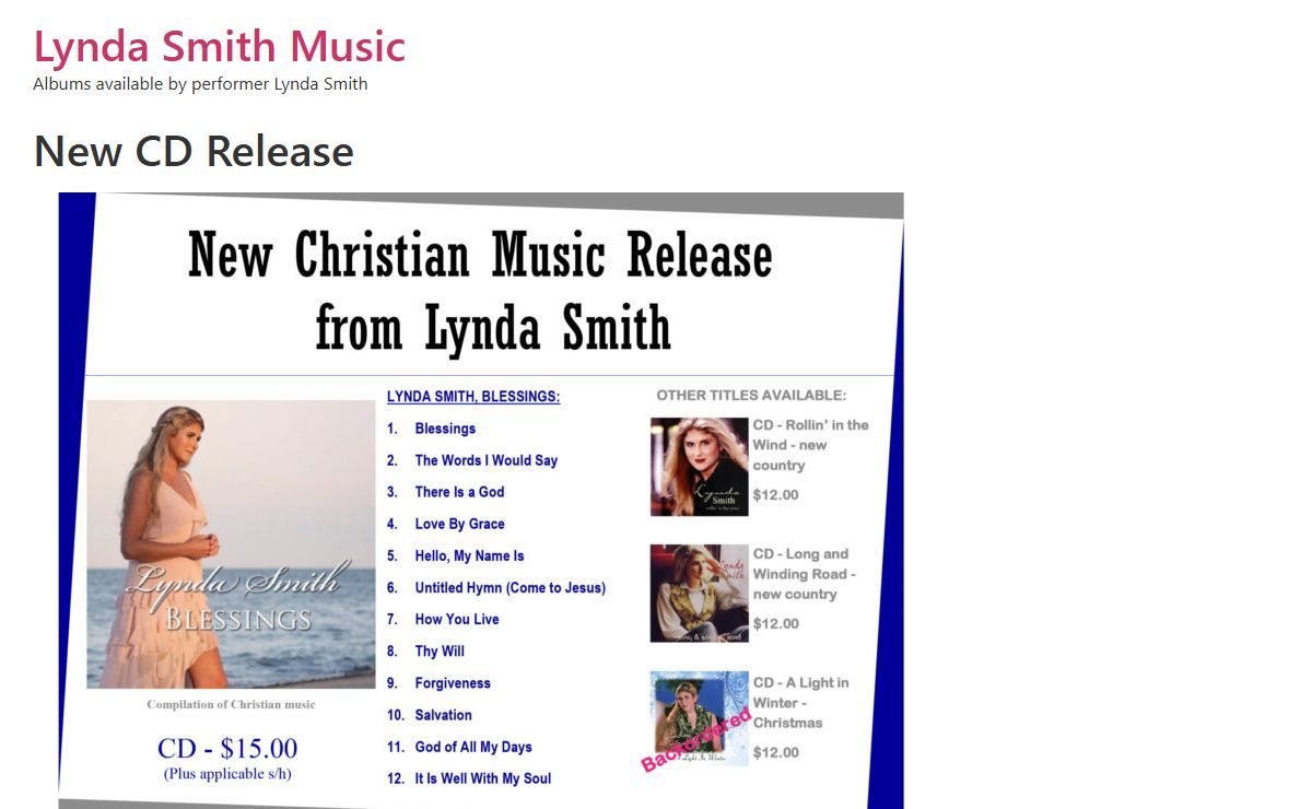 New CD Release - Lynda Smith Music Lynda Smith Music Albums available by performer Lynda Smith
