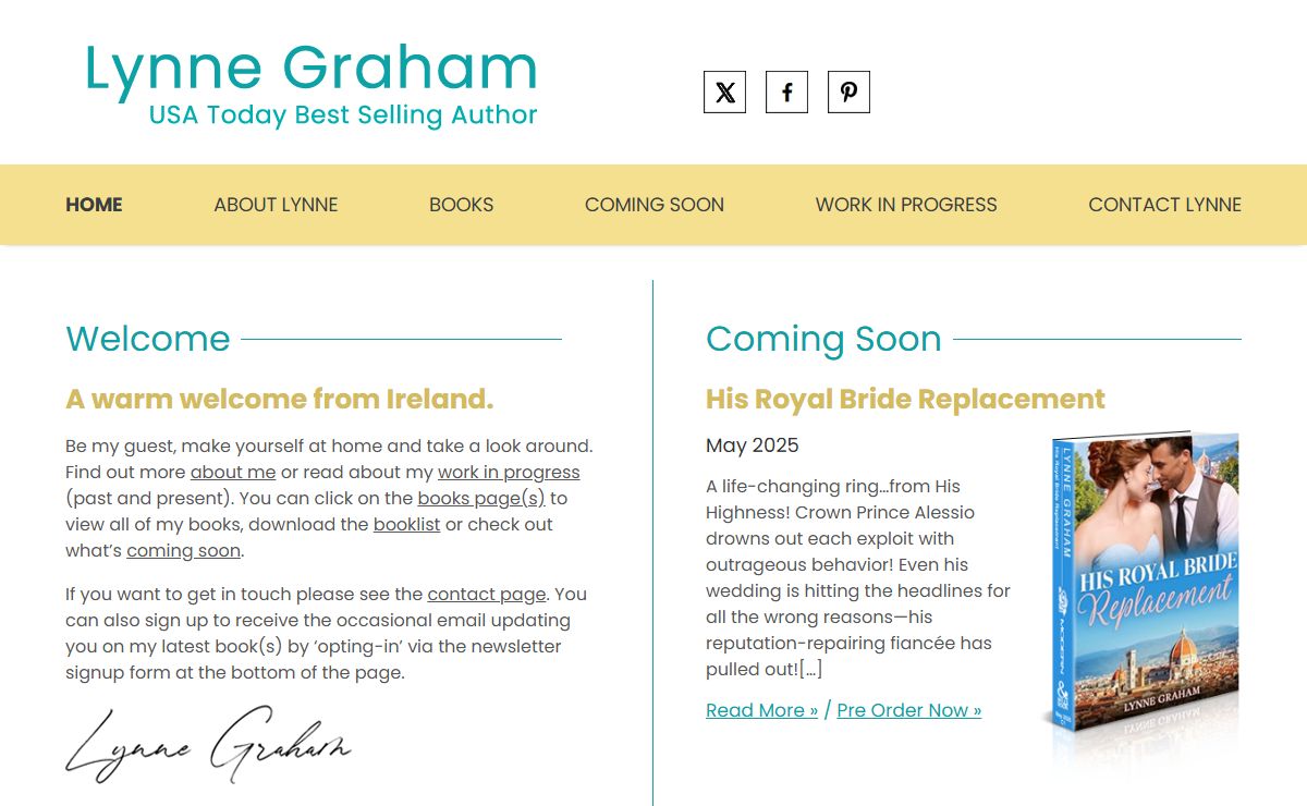 Welcome to the Lynne Graham Website | Mills & Boon Romance Author