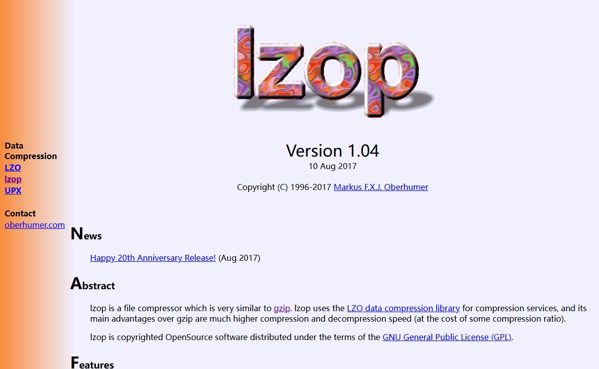 lzop file compressor (oberhumer.com OpenSource)