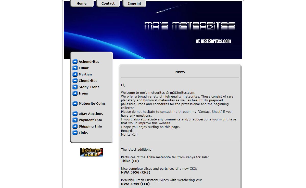 mo's meteorites at m3t3orites.com