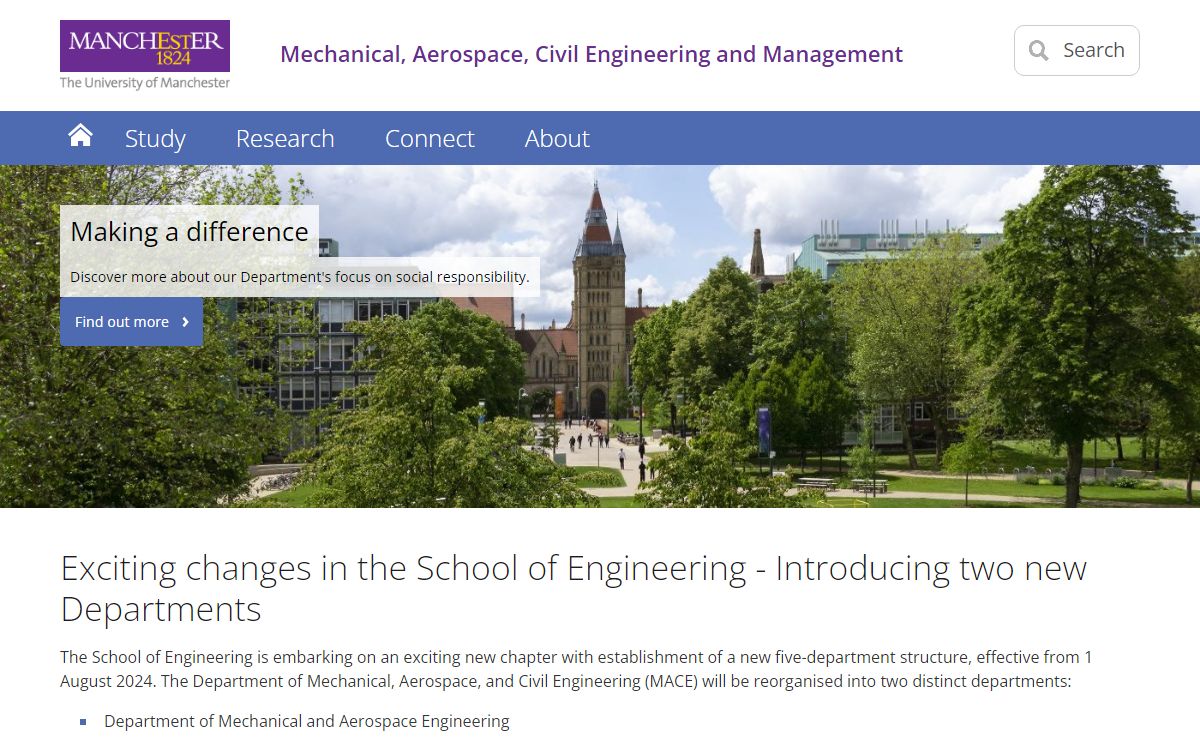Mechanical, Aerospace, Civil Engineering and Management - The University of Manchester