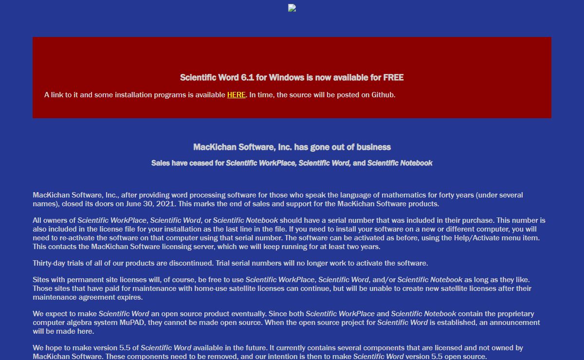 MacKichan Software - The Home of Scientific WorkPlace, Scientific Word, and Scientific Notebook