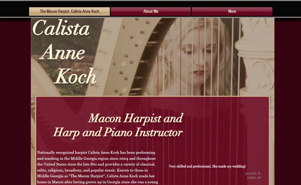 The Macon Harpist, Calista Anne Koch Wedding Music, Harp and Piano Lessons | Macon wedding music | Macon, GA, USA