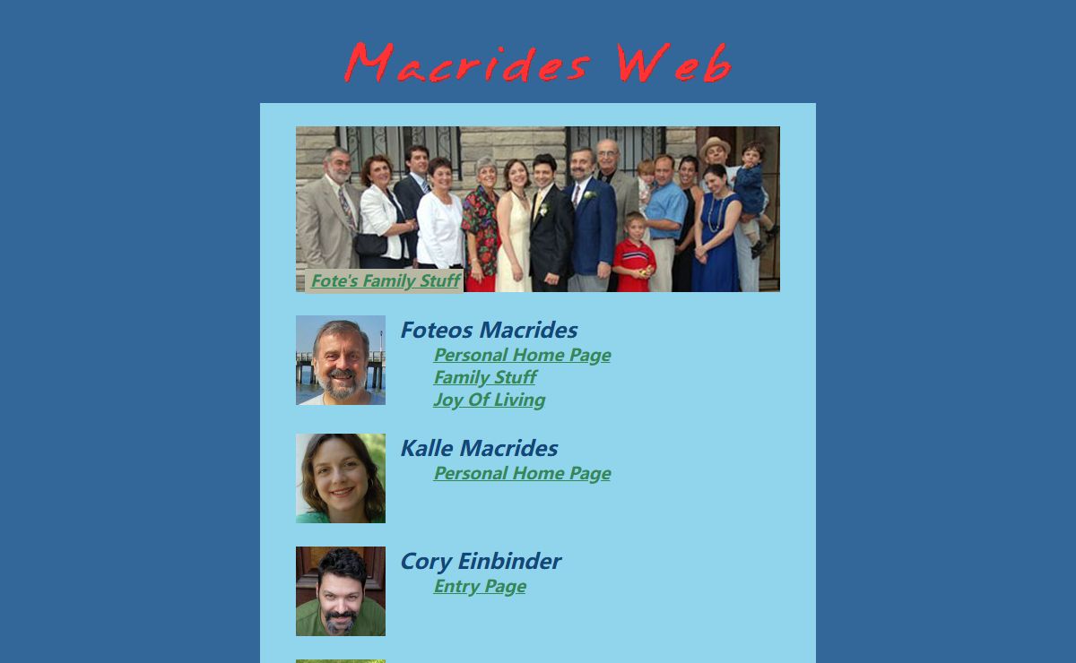 Macrides Web Home Page