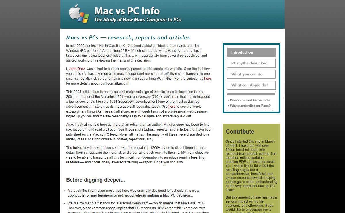 Macs vs PCs - research, reports and articles