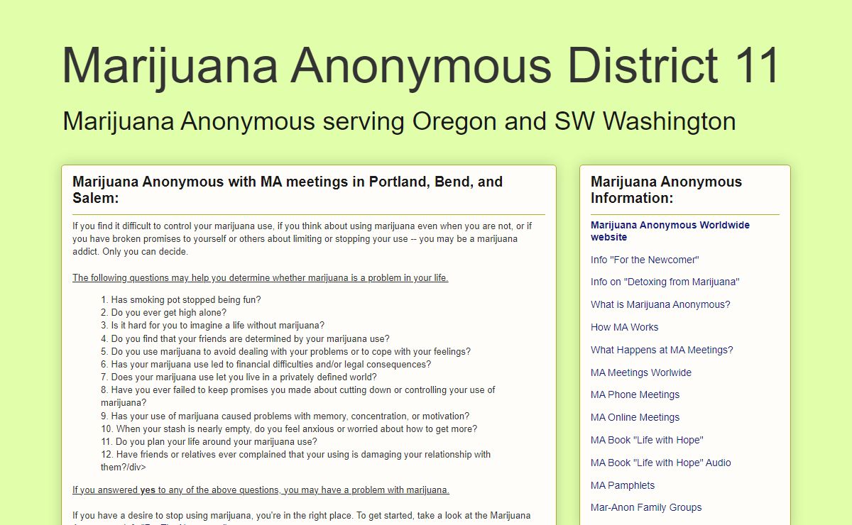 Marijuana Anonymous District 11