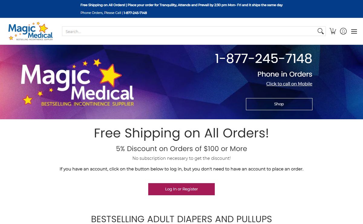 Buy Adult Diapers, Wipes & Chux, Free 1-3 day Shipping | Magic Medical