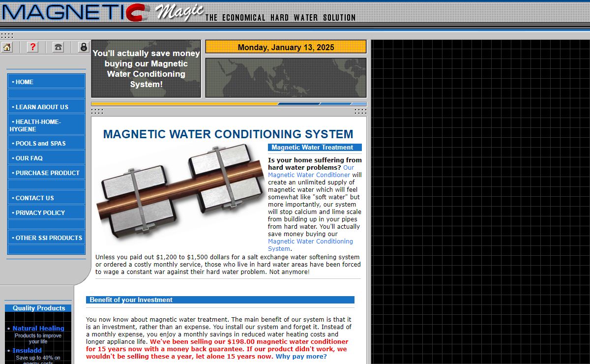 Hard water problem? Magnetic water treatment with our magnetic water conditioner is the solution to your hard water problem.