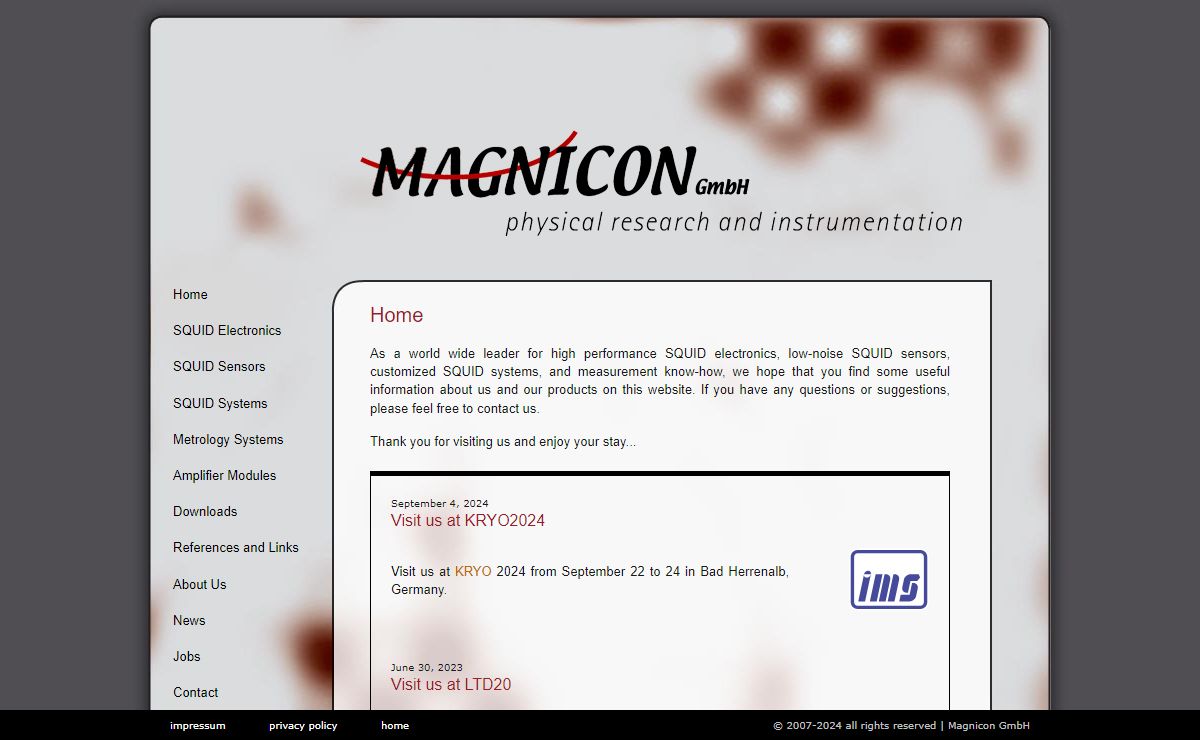 Welcome to Magnicon - Magnicon Research and Instrumentation - SQUID electronics, SQUID sensors, SQUID systems
