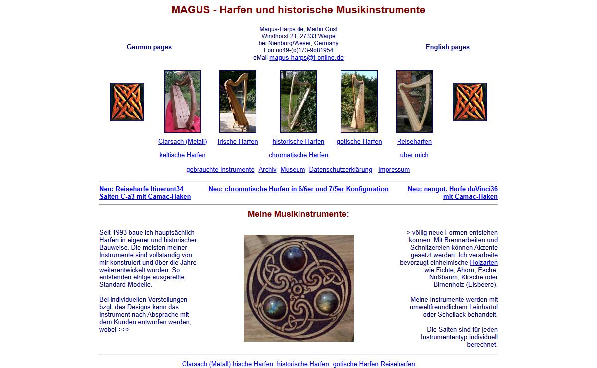MAGUS-Harps, Harfen und historische Musikinstrumente