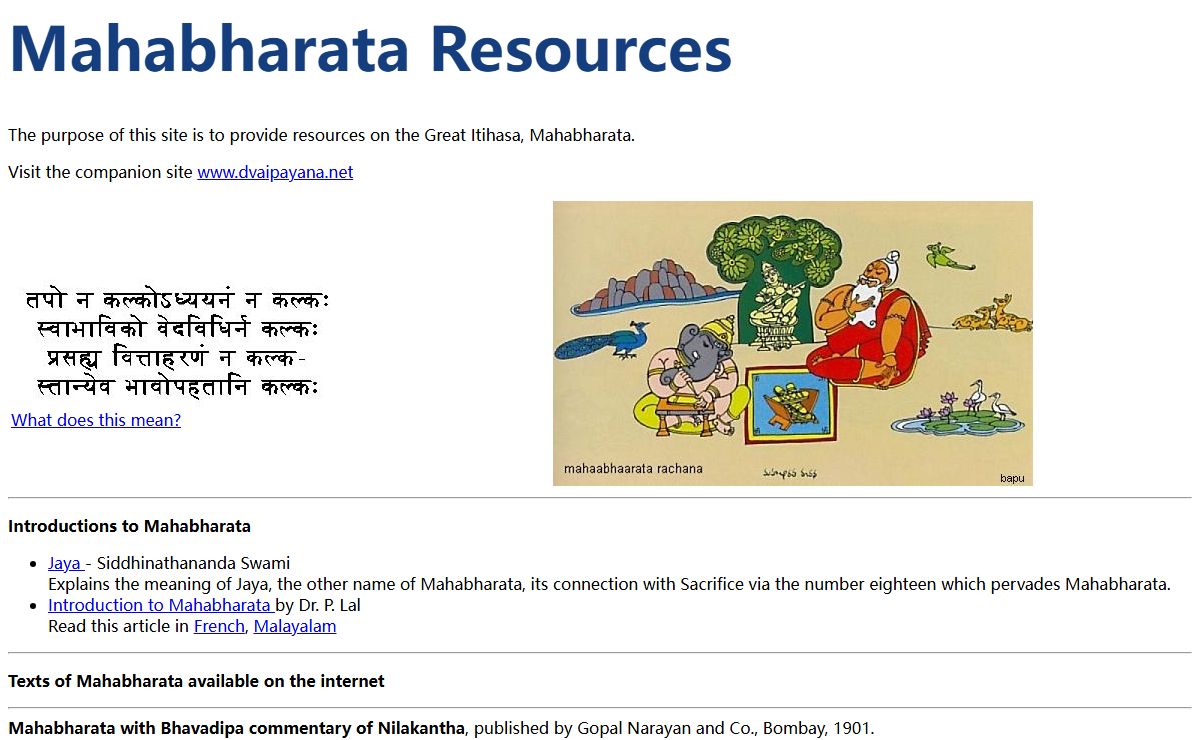 Mahabharata Resources