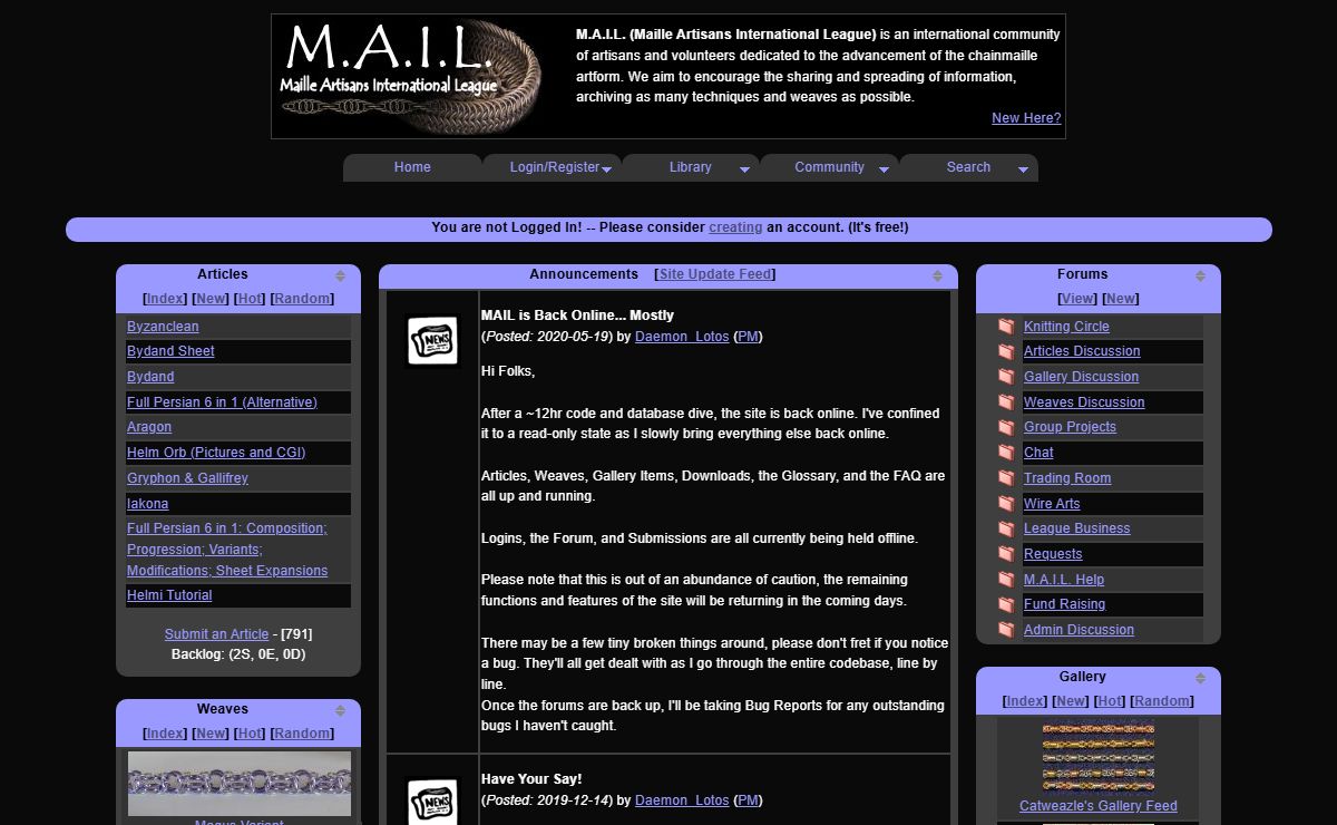 M.A.I.L. - Maille Artisans International League - Home Page