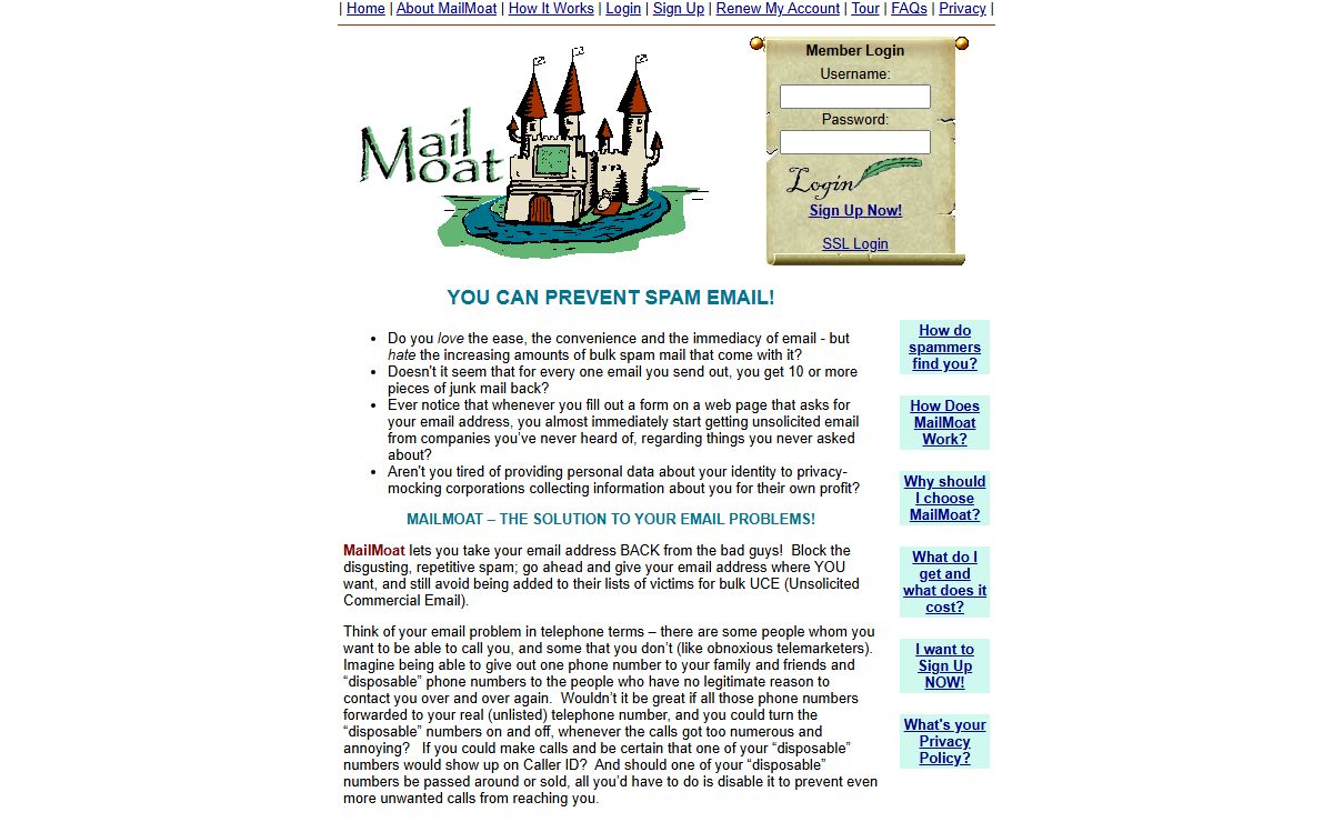 Spam Prevention that works! - Don't use your real email address, use a disposable email address instead! - MailMoat.com