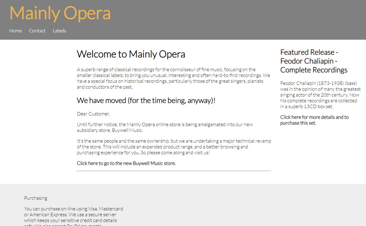 Mainly Opera | Welcome