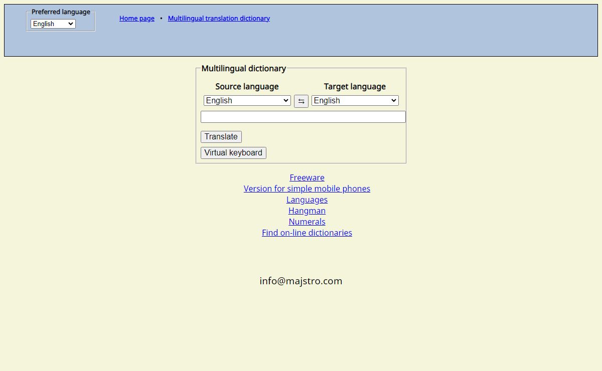 On-line translation dictionary