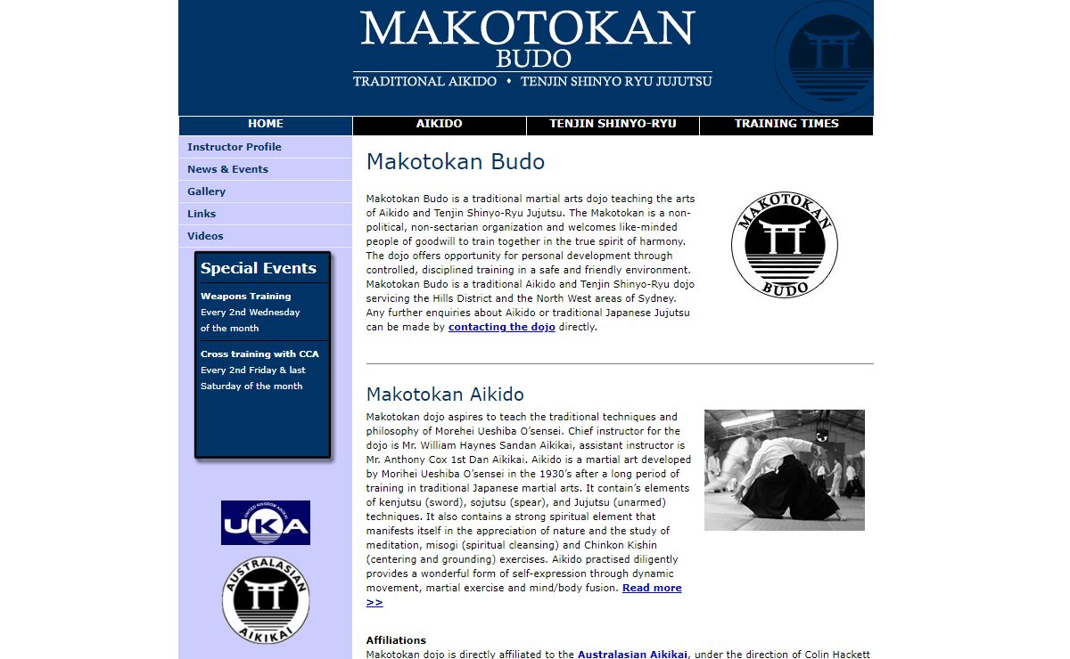 Makotokan Budo .::. Aikido and Tenjin Shinyo Ryu Dojo .::. Castle Hill, Sydney. Australia