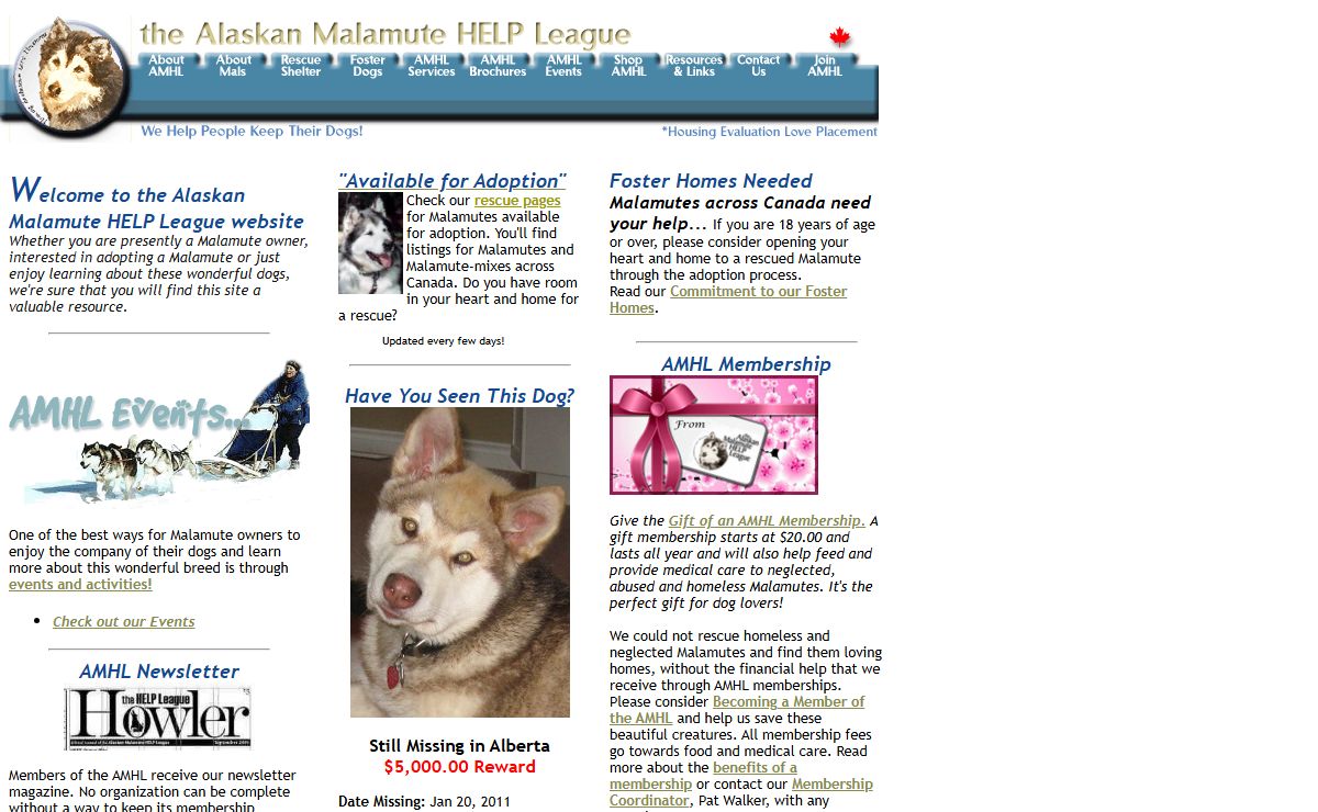 Welcome to the Alaskan Malamute HELP League (AMHL)