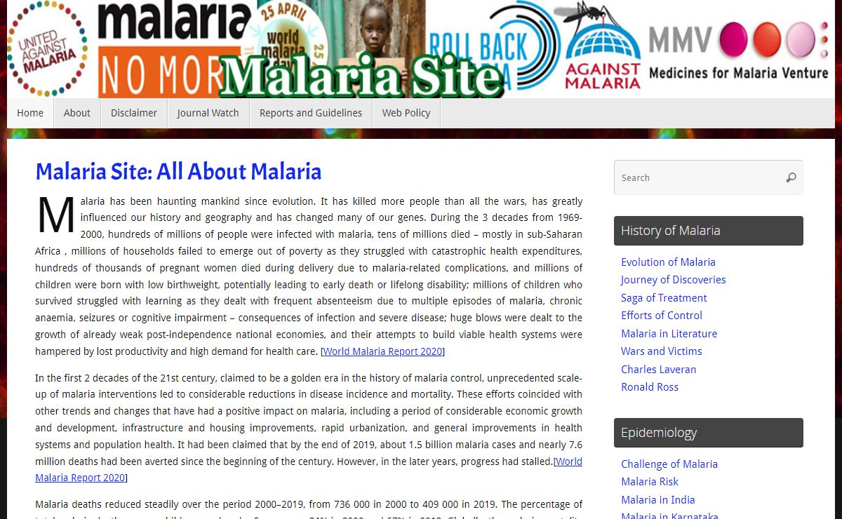 Malaria Site – History, Pathogenesis, Clinical Features, Diagnosis, Treatment, Complications and Control of Malaria