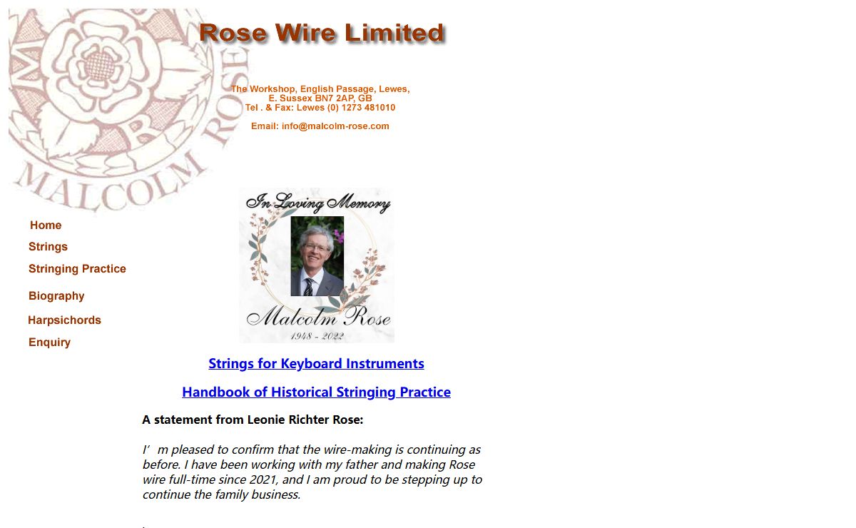 Malcolm Rose - Harpsichord Maker