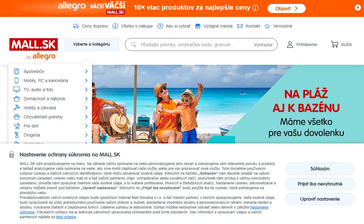 MALL.SK - domáce spotrebiče, elektronika, notebooky, televízory, outdoor, hobby a záhrada, hračky, chovateľské potreby