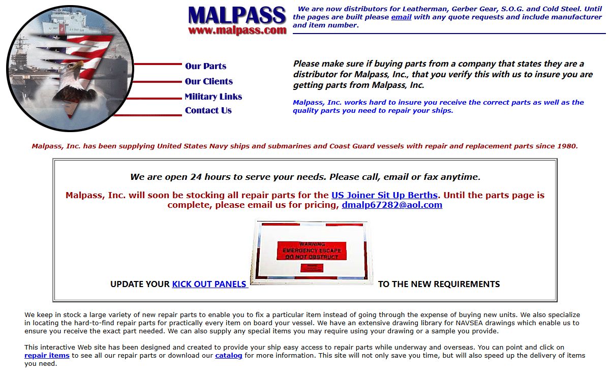 Malpass, Inc. - Supplying United States Navy ships and submarines and Coast Guard vessels with repair parts since 1980