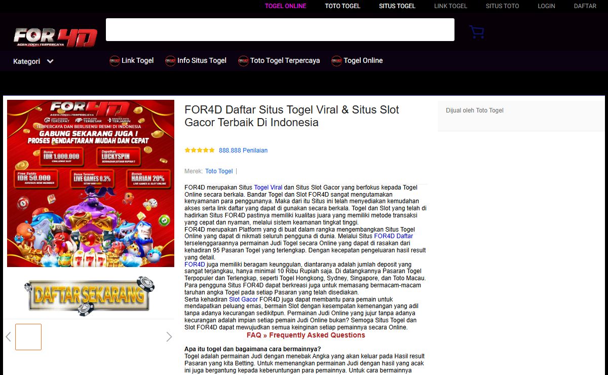 FOR4D Daftar Situs Togel Viral & Situs Slot Gacor Terbaik Di Indonesia