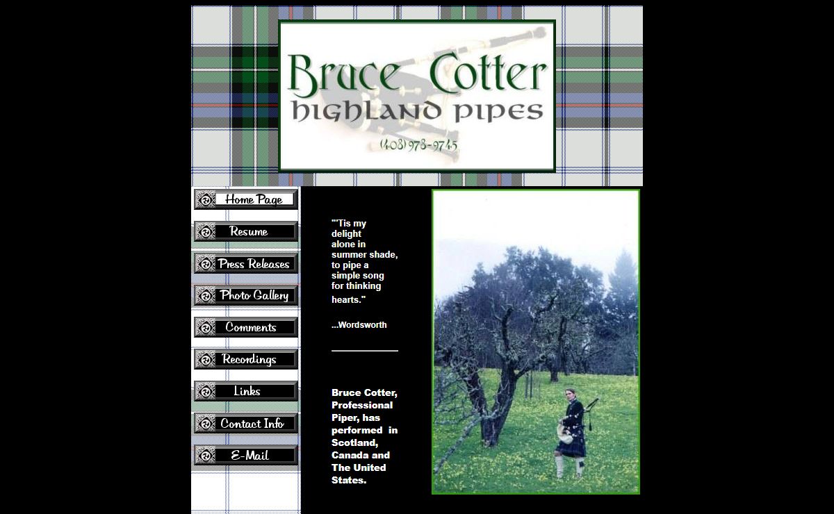 Bruce Cotter, Scottish Bagpiper